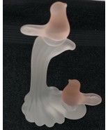 Crowning Touch Pink Birds on Branch Frosted Satin Art Glass Figurine - £15.68 GBP