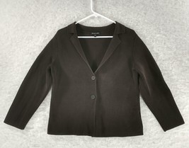 Eileen Fisher Silk Cotton Blend Cardigan Sweater Sz L Brown Two Button *... - $31.55