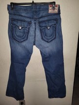 True Religion Ricky Giant Big T Straight Jeans Blue Size 38x34 Made In T... - $53.35