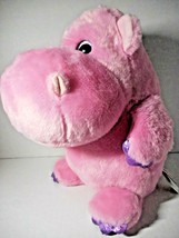 Aurora Soft Pink Hippo Hunk of Love Soft 11 1/2&quot; Chubby Plush Pink Glitter Eyes - £15.09 GBP