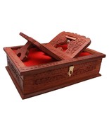 Hand Crafted Rectangular Holy Book Box with Stand (Brown, Standard Size) - £50.38 GBP