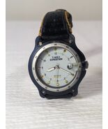 Timex Expedition Watch black Leather Band 50M w/ Date wristwatch white f... - $35.00