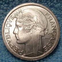 France 1 Franc, 1959 Gem Unc~Last Year~Cornucopias~Laureate Head~Free Ship - $6.07