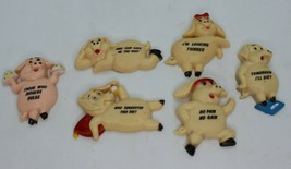 Pig Plastic Magnets 6 Different Diet Sayings Vintage Lot Of 6 - £11.05 GBP