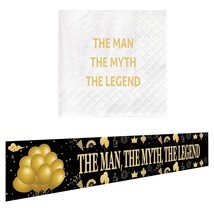 The Man The Myth The Legend Banner Backdrop &amp; 50Pcs Napkins, Father Day /DadS Bi - $25.99