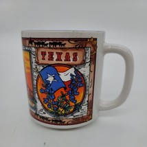Vintage 90s Texas Souvenir Coffee Cup Mug Nasa Cowboys Capitol Flag Oil Buffalo - £5.42 GBP