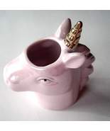   Lavender Pink Unicorn Planter Vase Gold Horn by Chive - £15.72 GBP