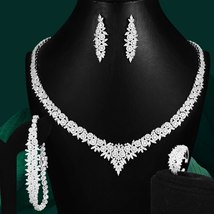 Sparkling full micro cz tennis necklace 4pcs jewelry set for women wedding zircon dubai thumb200