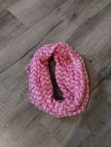 Pink Chevron Infinity Scarf Sheer Polyester  - $0.98