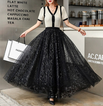 Black Tulle Party Skirt Outfit Women Black Layered Tulle Skirt Custom Plus Size 