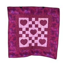 Handmade Purple Heart Lap Quilt Square Cottage Farmhouse Used - $55.38 CAD