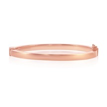 Sterling Silver Plain Hinged Bangle - Rose Gold Plated - £120.85 GBP