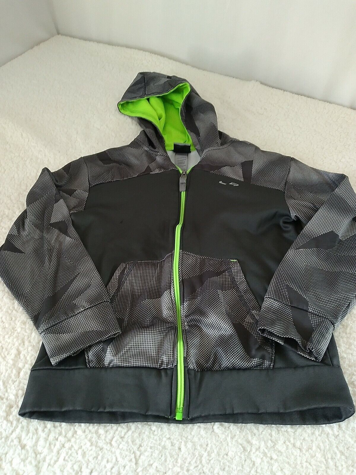 Champion Duo Dry Black  & green Zip Fleece Hoodie Sweatshirt Jacket Youth Medium - £7.44 GBP