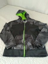 Champion Duo Dry Black  &amp; green Zip Fleece Hoodie Sweatshirt Jacket Youth Medium - £7.47 GBP