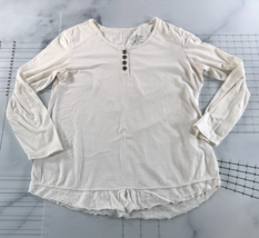 Neon Buddha Top Womens Extra Large White Henley Long Sleeve Button Accent - $16.82