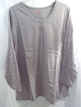 Woman Within Long Sleeve Henley T Shirt In Gray 1X - 22/24 - £11.69 GBP
