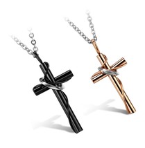 2 Pcs Stainless Steel His Hers Cross Pendant Necklace - $51.49