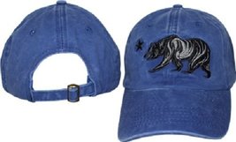 California Republic Bear Denim Blue Washed Distressed Style Ball Cap Hat - £9.35 GBP