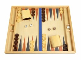 Open Box! 19&quot; Orion Craft Tabletop Wood Backgammon Set - Beechwood Blue/... - £39.38 GBP