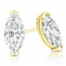 1 Ct Marquise Cut CZ Diamond Pretty Women&#39;s Stud Earrings 14K Yellow Gold Finish - £7.80 GBP