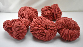 Chenille Bulky Yarn - 5 Skeins Color Coral - £24.80 GBP