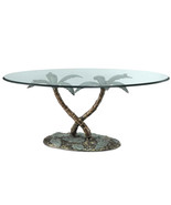 Cast Aluminum Palm Tree Glass Top Coffee Table - £781.13 GBP