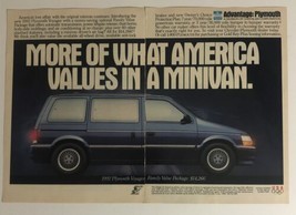 1992 Plymouth Voyager vintage Print Ad Advertisement pa7 - £5.43 GBP
