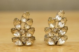 Vintage Costume Jewelry Clear Rhinestone Cluster Shoe Clips Silver Tone ... - $19.79