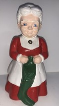 Vintage Atlantic Mold Handmade Mrs. Santa Claus Christmas Ceramic - £18.19 GBP