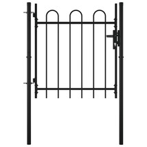 vidaXL Steel Single Door Gate with Hoop Top, Black, 7 ft - €135,18 EUR