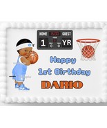 Toddler Basketball Themed Baby Boy Edible Image Edible Birthday Cake Top... - £12.95 GBP