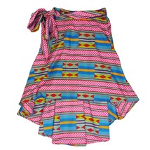 Shenbolen Tie Waist Geometric African Tribal Print Dashiki Hi-Low Skirt,... - $24.19