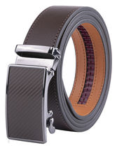 HOT Brown Mens Leather Belt No Holes Ratchet Belt - Automatic Buckle Adjustable - £17.93 GBP