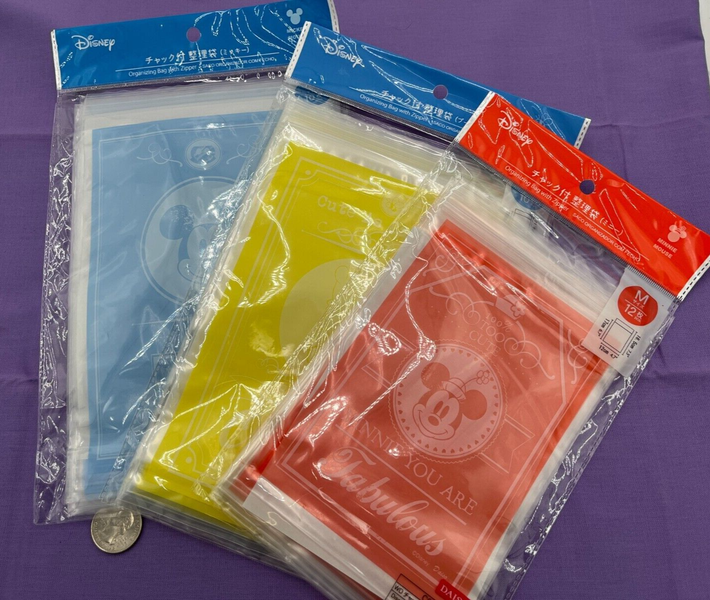 Primary image for Disney organizing bag with zipper -32 pieces Minnie, Mickey, Winnie & Piglet