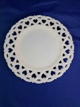 Vintage White Milk Glass 8 1/2&quot; Plate Forget Me Not Pattern - £13.22 GBP