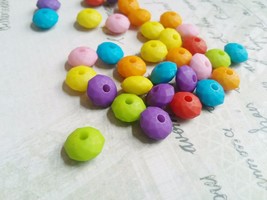 Rondelle Beads Assorted Lot Rainbow Set Mixed Acrylic 10mm BULK 50pcs - £5.40 GBP