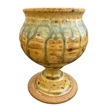 Vintage Drip Glazed Hand Thrown Art Pottery Goblet - £15.02 GBP