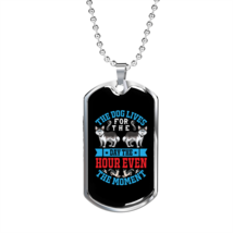 The Dog Lives Blue Necklace Stainless Steel or 18k Gold Dog Tag 24&quot; Chain - £37.48 GBP+