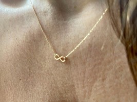Small Infinity Pendant Necklace Plain 925 Sterling Silver Chain + Free Chain 18&quot; - £14.34 GBP