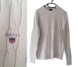 GANT Cable Knit Sweater Round Neck Pullover withLogo at the chest for 14-15 age - £16.05 GBP