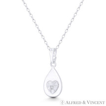 Tear-Drop &amp; Heart CZ Crystal 21x9mm Fashion Pendant in Italy 925 Sterlin... - $14.15+