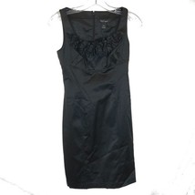 NWT Womens Size 00 White House Black Market Satin Flower Detail LBD Sheath Dress - £33.67 GBP