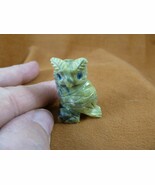 (Y-BIR-OW-74) green Serpentine HORNED OWL figurine SOAPSTONE Peru owls o... - $17.78 CAD