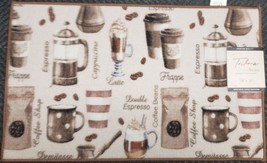 Printed Kitchen Rug (18&quot; x 30&quot;) COFEE CUPS &amp; TYPES, TRIBECA,RT - £15.02 GBP