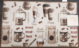 Printed Kitchen Rug (18&quot; x 30&quot;) COFEE CUPS &amp; TYPES, TRIBECA,RT - £14.78 GBP