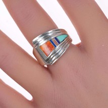 sz8 Vintage Native American silver channel inlay ring - £131.63 GBP