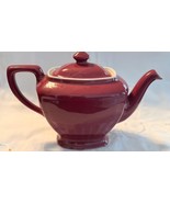 Vintage Hall China Hollywood Maroon Teapot with Lid 6 3/8&quot; Tall 4 Cups USA - $467.49 MXN