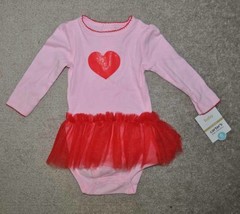 Carters Valentines Bodysuit Pink Red Long Sleeve Tutu Holiday Girls-size... - $9.90