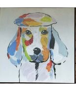 Dog Wearing Hat ~ Colorful Wood Painting ~ Wall Decor ~ Home Decor ~ 12 ... - $40.00