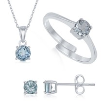 Sterling Silver &quot;March Birthstone&quot; Blue Topaz Set - £66.87 GBP